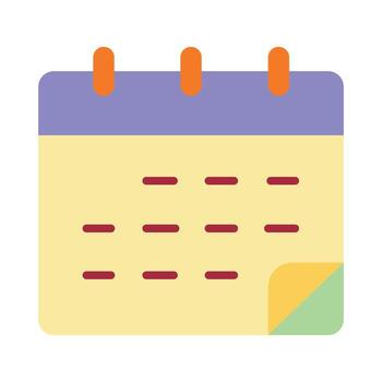 Colorful Flat Calendar Icon with Page Curl for Scheduling and Planning vector