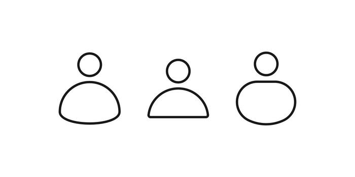 A minimalist user icon set in a simple outline style. These flat design profile icons are perfect for login, account, and avatar placeholders in web and app interfaces vector