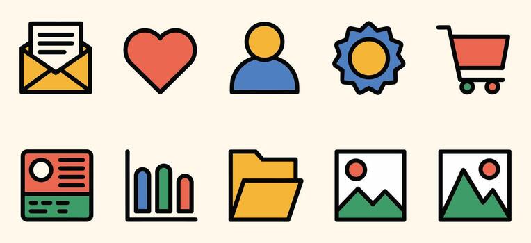 Collection Of Flat Design Icons For Web And Applications interface vector