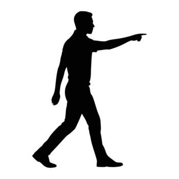 Man pointing forward walking silhouette vector