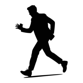 Man in suit running forward silhouette motion vector