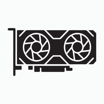Graphics card computer GPU solid icon design vector