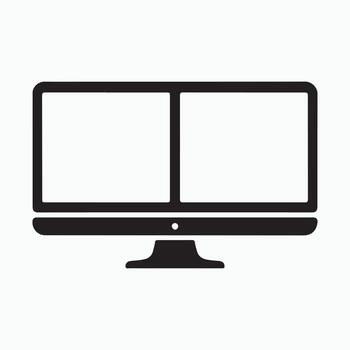 Monitor with dual display solid icon design vector