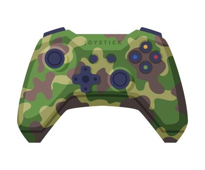 juego consola controlador en militar colores, palanca de mando de moderno juego consola dibujos animados ilustracion vector
