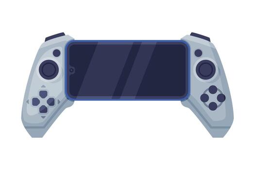 juego consola controlador con mostrar, juego jugadores accesorio dispositivo ilustración vector