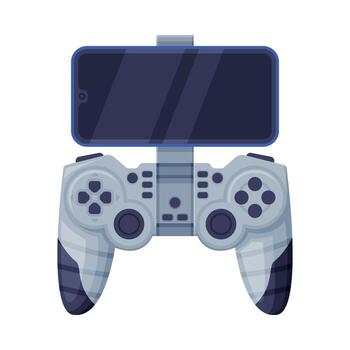 juego controlador con smatphone mostrar, moderno juego consola dibujos animados ilustración vector