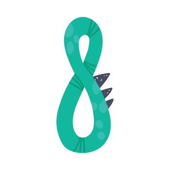 Dinosaur Number or Numeral Eight with Spikes Isolated on White Background Illustration vector