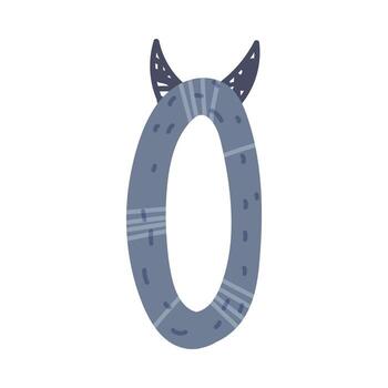 Dinosaur Number or Numeral Zero with Spikes Isolated on White Background Illustration vector