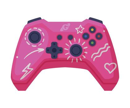 juego consola rosado controlador, palanca de mando de moderno juego consola dibujos animados ilustración vector