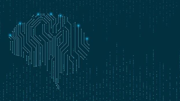 Abstract digital brain background featuring glowing circuit lines and futuristic technology design, perfect for innovation, AI, and modern tech themed projects vector