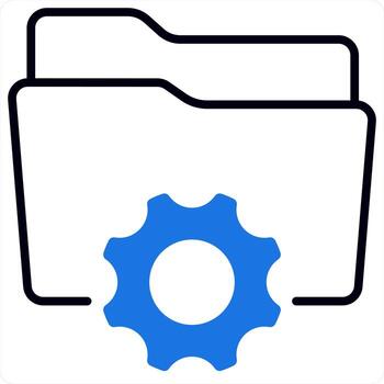 Folder Setting and Folder icon concept in blue color vector