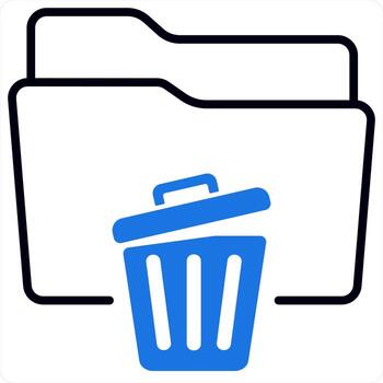 Trash Folder and Folder icon concept in blue color vector