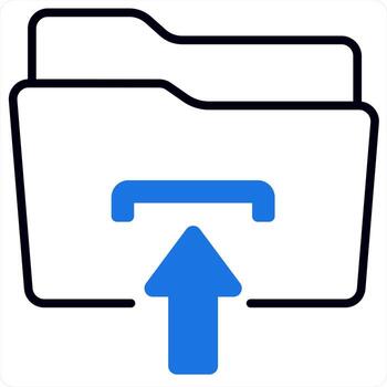 carpeta subir y carpeta icono concepto en azul color vector