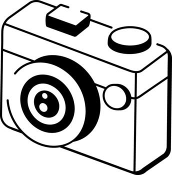 A sketchy style icon showing a camera vector