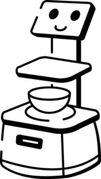A doodle style icon showing a robot assistant vector