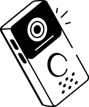 un garabatear estilo icono demostración un inteligente intercomunicador vector