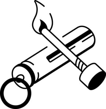 A drawing style icon showing a flint lighter vector