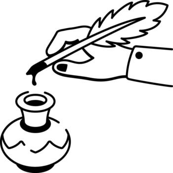 A sketchy style icon showing ink stained vector