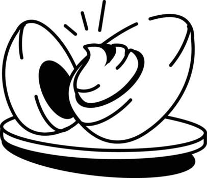 A hand drawn style icon showing deviled eggs vector