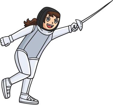 animated fencer character vector