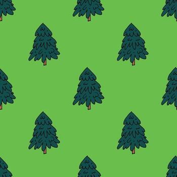 sin costura modelo con geométrico mínimo escandinavo Navidad árbol garabatear para decorativo imprimir, envase papel, saludo tarjetas y tela sencillo garabatear vector