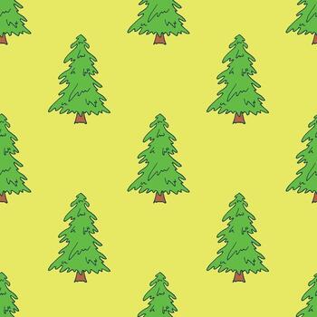 Seamless pattern with geometric minimal scandinavian Christmas tree doodle for decorative print, wrapping paper, greeting cards and fabric funny print vector