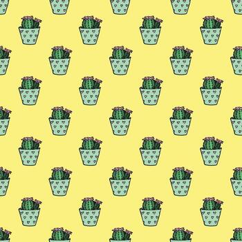 gracioso impresión sin costura modelo con cactus garabatear para decorativo imprimir, envase papel, saludo tarjetas y tela vector