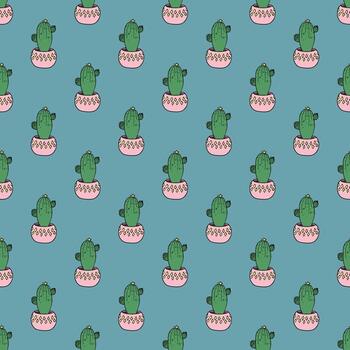 sin costura modelo con cactus garabatear para decorativo imprimir, envase papel, saludo tarjetas y tela sencillo garabatear vector