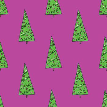 gracioso impresión sin costura modelo con geométrico mínimo escandinavo Navidad árbol garabatear para decorativo imprimir, envase papel, saludo tarjetas y tela vector