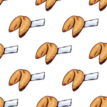 Seamless pattern with fortune cookies for decorative print, wrapping paper, greeting cards, wallpaper and fabric simple doodle vector