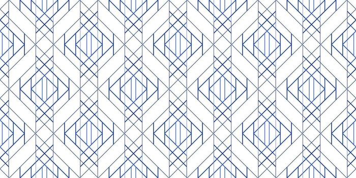 azul Derecho intersectando líneas en blanco antecedentes. complejo ornamento de repitiendo líneas. geométrico sin costura modelo. limpiar monocromo antecedentes. vector