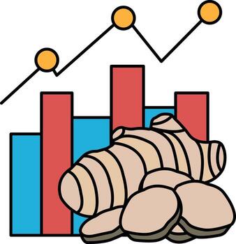 A graph with three lines and three circles is shown with a ginger vector