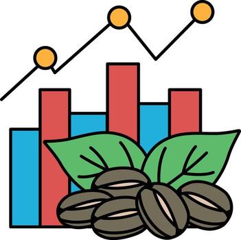 A graph with three lines and a leaf on top vector