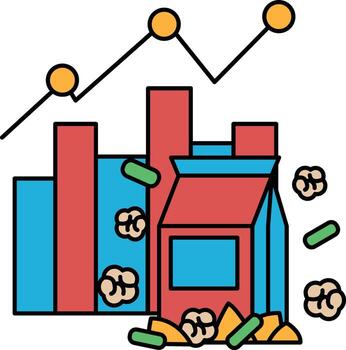 A graph with a box of corn flakes next to it vector