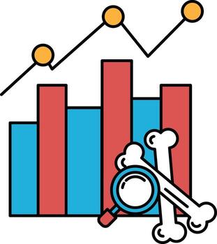 A graph with a skull and bones on top of it vector