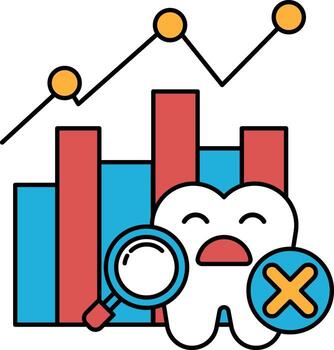 un grafico con un diente y un X en eso vector