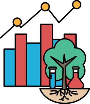 un grafico con un árbol y un edificio en el antecedentes vector