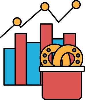 A graph with a donut in a box is shown vector