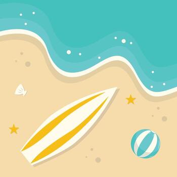 Top View Beach Background with Flat Style. vector