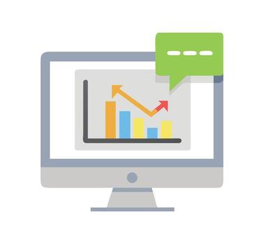 Data Analysis and Growth Chart on Computer Screen with Comment Bubble Business Reporting and Insights vector