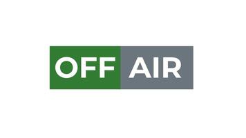 på luft till av luft tecken animering med 3d roterande grön av till röd på låda på vit bakgrund och grön skärm. 4k animerad växla för utsända indikator, strömning varna täcka över, och redigering. video