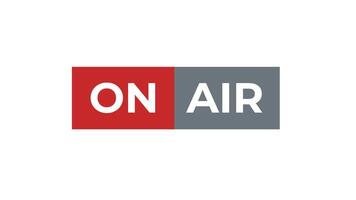 av luft till på luft tecken animering med 3d roterande röd på till grön av låda på vit bakgrund och grön skärm. 4k animerad växla för utsända indikator, strömning varna täcka över, och redigering. video