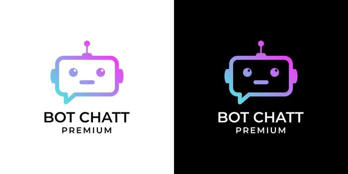 Robot head logo with speech bubble. Chat Bot logo design concept. Virtual smart assistant Bot icon. Customer support service Chat Bot icon symbol. illustration vector
