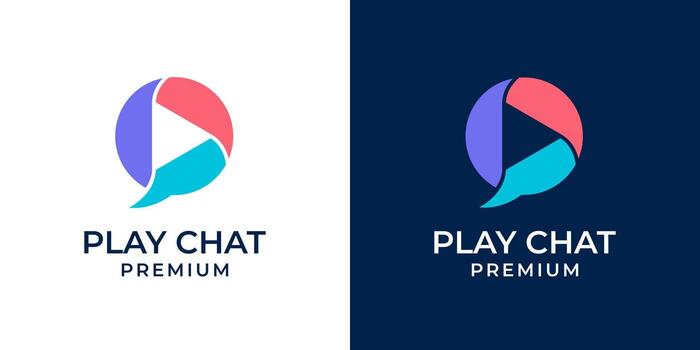 chat app icon lens camera illustration. Play chat button logo design. Play icon circle shape. Suitable for business, technology, internet, mobile app. vector