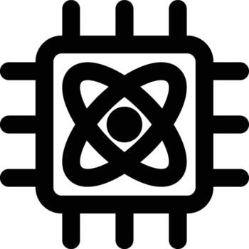 núcleo, centro, procesador contorno icono vector