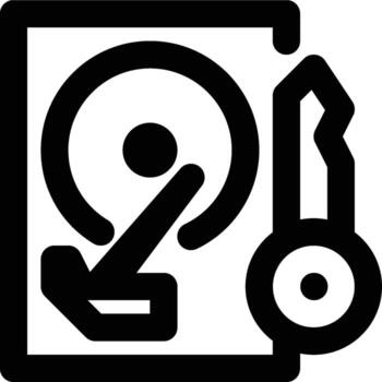 FDE, Disk Encryption, Encryption Outline Icon vector