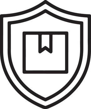 Shield with a package icon symbolizing delivery security vector