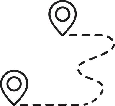 Two location pointers connected by a dashed line vector
