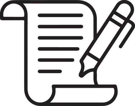 icono de un Desplazarse y bolígrafo escritura documento vector