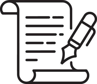 Scroll document with quill pen writing text vector